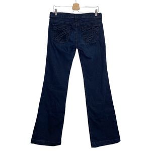 7FAMK Dark Wash Cutout Pocket Dojo Flare Jeans Size 29